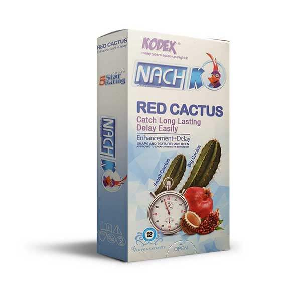 کاندوم تاخیری و بزرگ کننده کدکس مدل Red Cactus بسته 12 عددی