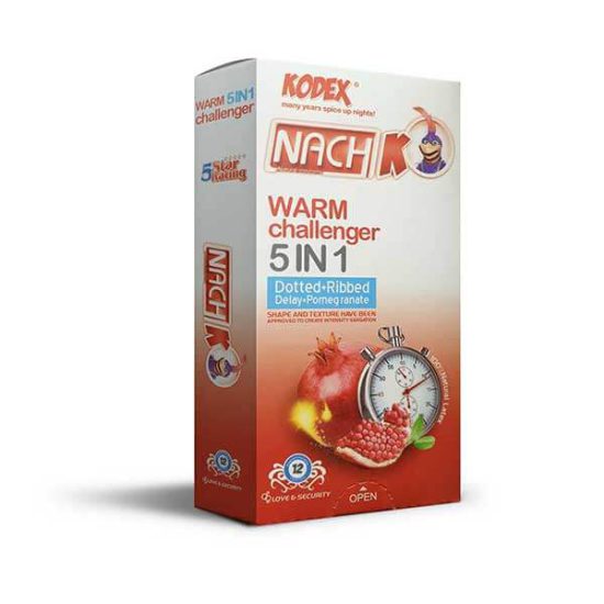 کاندوم تاخیری گرم کدکس مدل Warm Challenger 5in1 بسته 12 عددی